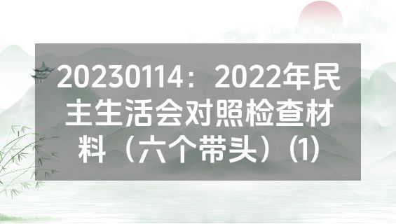 20230114：2022年民主生活会对照检查材料（六个带头）(1)