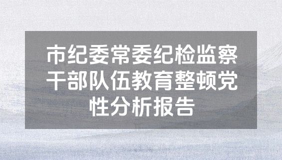 市纪委常委纪检监察干部队伍教育整顿党性分析报告