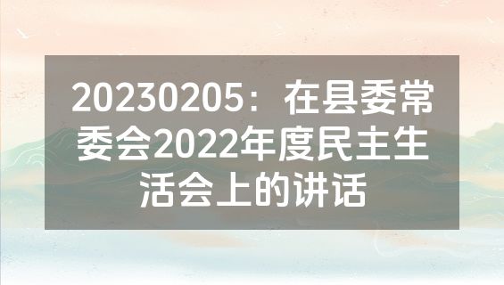 20230205：在县委常委会2022年度民主生活会上的讲话