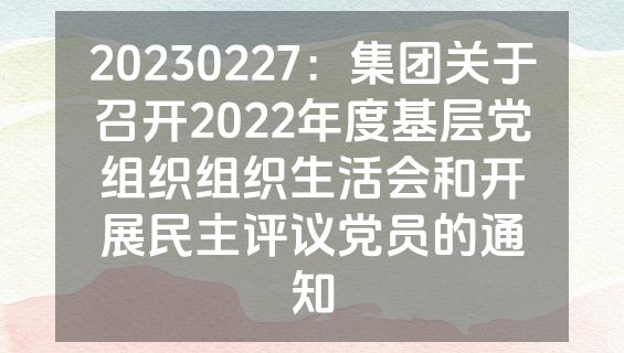 20230227：集团关于召开2022年度基层党组织组织生活会和开展民主评议党员的通知