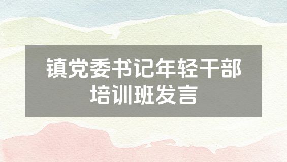 镇党委书记年轻干部培训班发言