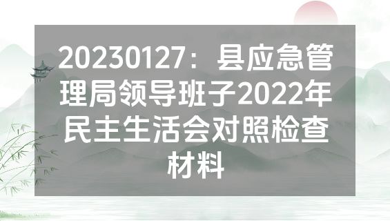20230127：县应急管理局领导班子2022年民主生活会对照检查材料