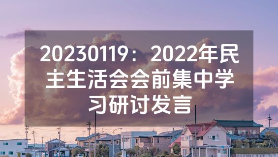 20230119：2022年民主生活会会前集中学习研讨发言