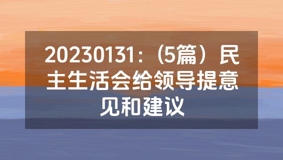 20230131：(5篇）民主生活会给领导提意见和建议