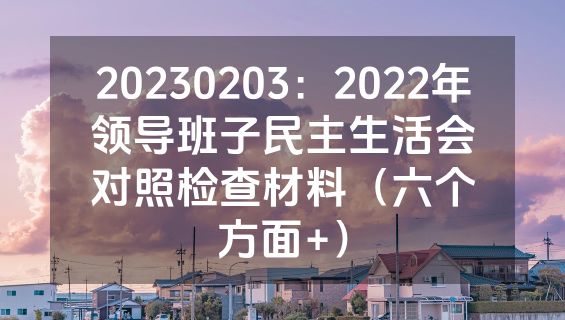 20230203：2022年领导班子民主生活会对照检查材料（六个方面+）
