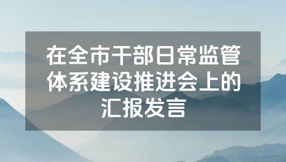 在全市干部日常监管体系建设推进会上的汇报发言