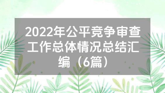 2022年公平竞争审查工作总体情况总结汇编（6篇）
