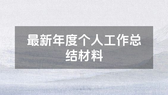 最新年度个人工作总结材料