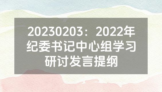 20230203：2022年纪委书记中心组学习研讨发言提纲