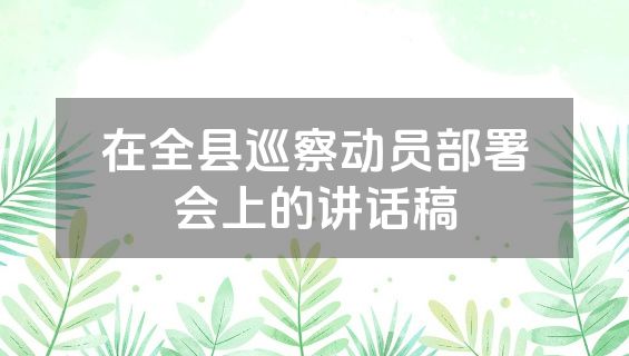 在全县巡察动员部署会上的讲话稿