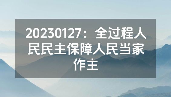 20230127：全过程人民民主保障人民当家作主