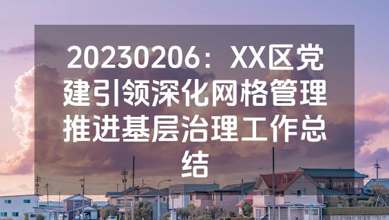 20230206：XX区党建引领深化网格管理推进基层治理工作总结