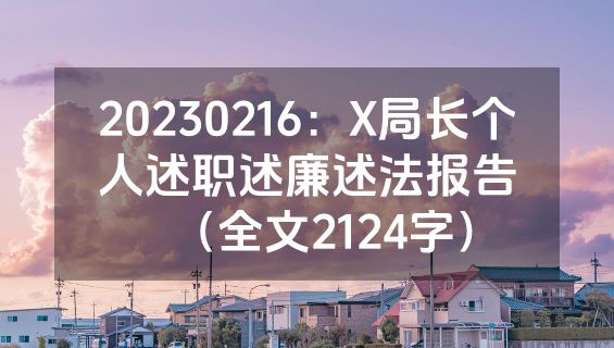 20230216：X局长个人述职述廉述法报告（全文2124字）