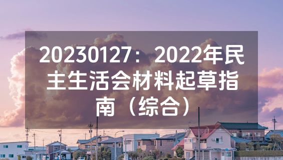 20230127：2022年民主生活会材料起草指南（综合）