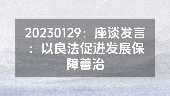 20230129：座谈发言：以良法促进发展保障善治