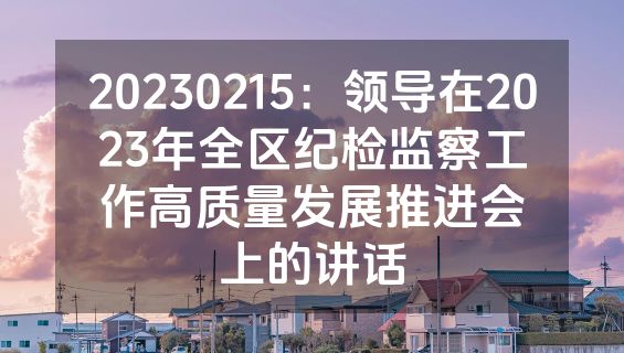20230215：领导在2023年全区纪检监察工作高质量发展推进会上的讲话