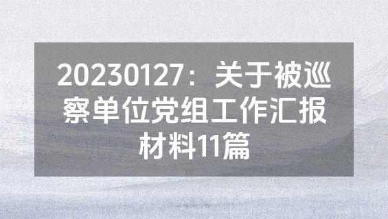 20230127：关于被巡察单位党组工作汇报材料11篇