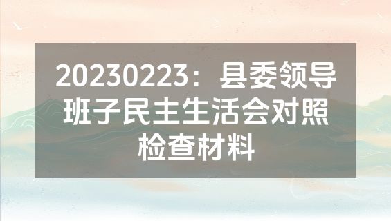 20230223：县委领导班子民主生活会对照检查材料