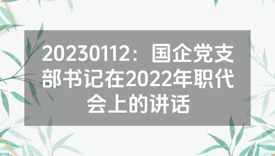 20230112：国企党支部书记在2022年职代会上的讲话