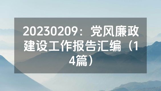 20230209：党风廉政建设工作报告汇编（14篇）