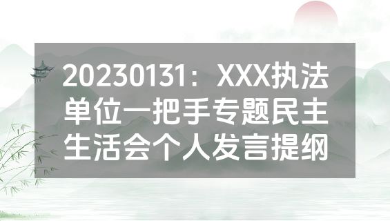 20230131：XXX执法单位一把手专题民主生活会个人发言提纲