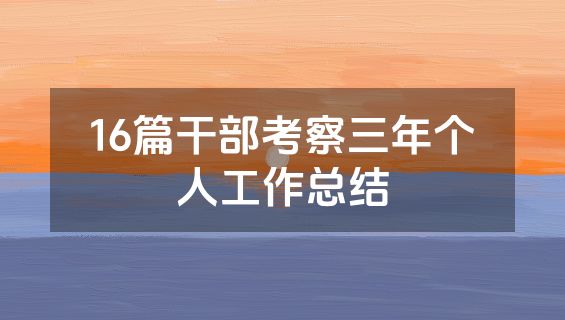 16篇干部考察三年个人工作总结