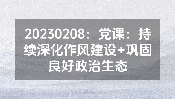 20230208：党课：持续深化作风建设+巩固良好政治生态