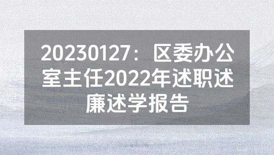 20230127：区委办公室主任2022年述职述廉述学报告