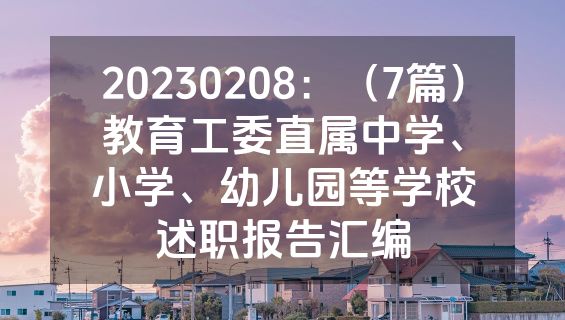 20230208：（7篇）教育工委直属中学、小学、幼儿园等学校述职报告汇编