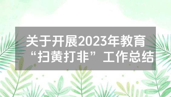 关于开展2023年教育“扫黄打非”工作总结