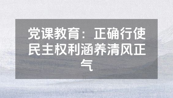 党课教育：正确行使民主权利涵养清风正气