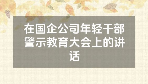 在国企公司年轻干部警示教育大会上的讲话