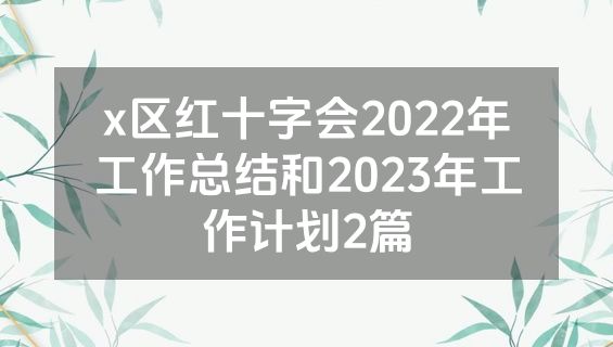 x区红十字会2022年工作总结和2023年工作计划2篇