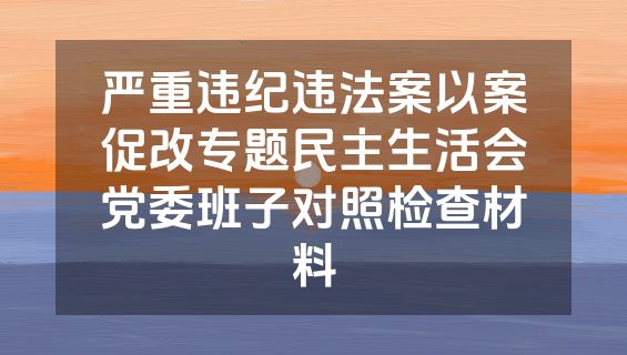 严重违纪违法案以案促改专题民主生活会党委班子对照检查材料