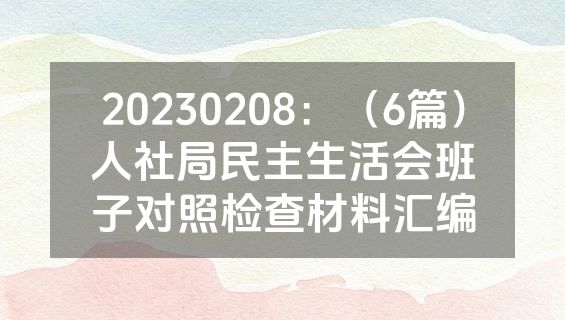 20230208：（6篇）人社局民主生活会班子对照检查材料汇编