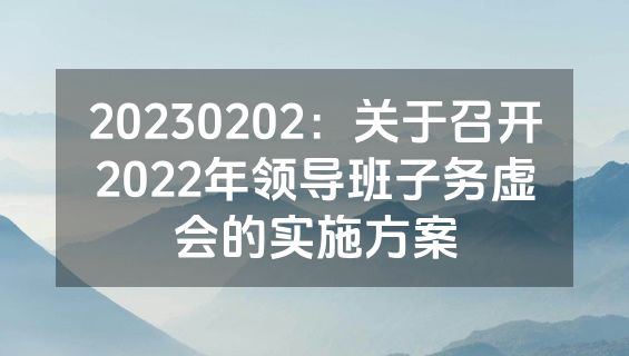20230202：关于召开2022年领导班子务虚会的实施方案