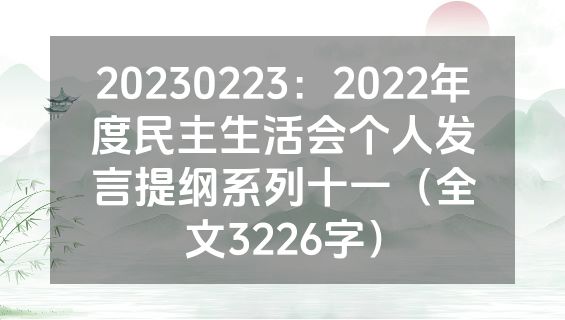 20230223：2022年度民主生活会个人发言提纲系列十一（全文3226字）