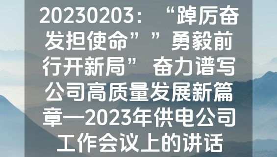 20230203：“踔厉奋发担使命””勇毅前行开新局” 奋力谱写公司高质量发展新篇章—2023年供电公司工作会议上的讲话