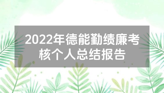 2022年德能勤绩廉考核个人总结报告