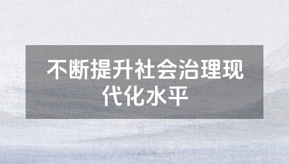 不断提升社会治理现代化水平