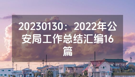 20230130：2022年公安局工作总结汇编16篇