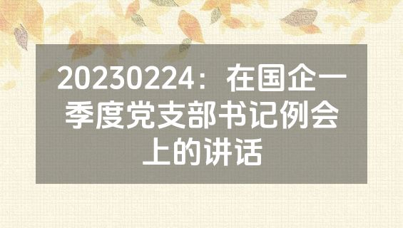 20230224：在国企一季度党支部书记例会上的讲话