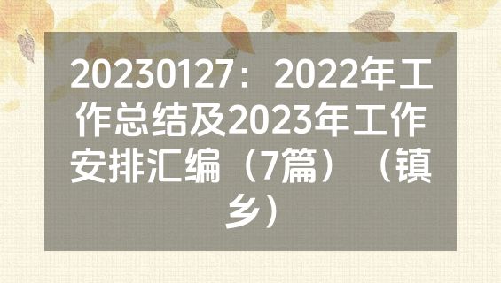 20230127：2022年工作总结及2023年工作安排汇编（7篇）（镇乡）