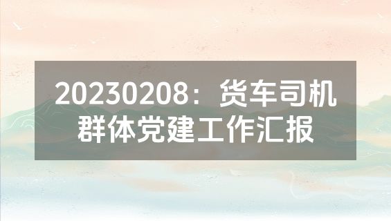 20230208：货车司机群体党建工作汇报
