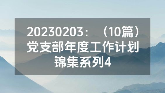 20230203：（10篇）党支部年度工作计划锦集系列4
