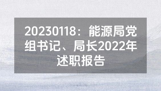 20230118：能源局党组书记、局长2022年述职报告
