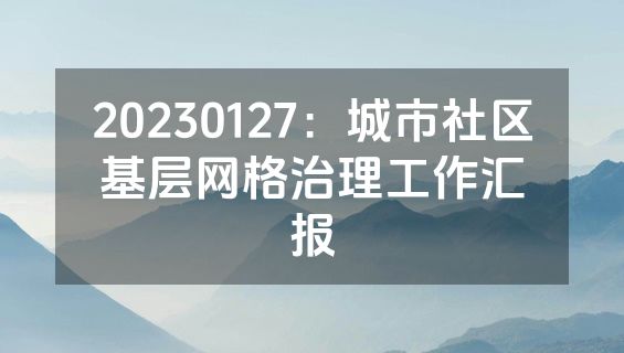 20230127：城市社区基层网格治理工作汇报