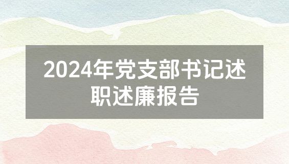 2024年党支部书记述职述廉报告