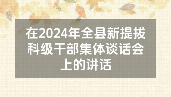 在2024年全县新提拔科级干部集体谈话会上的讲话