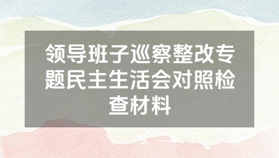 领导班子巡察整改专题民主生活会对照检查材料